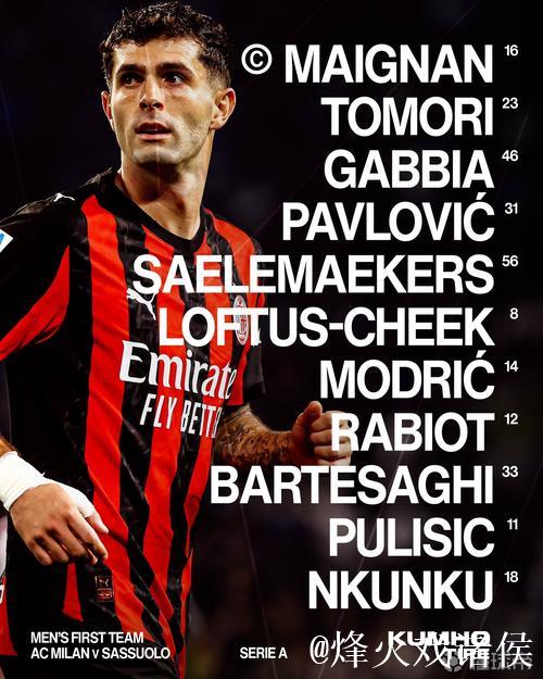 普利希奇联手恩昆库,莫德里奇与拉比奥出战:米兰对阵萨索洛 普利希奇联手恩昆库,莫德里奇与拉比奥出战:米兰对阵萨索洛